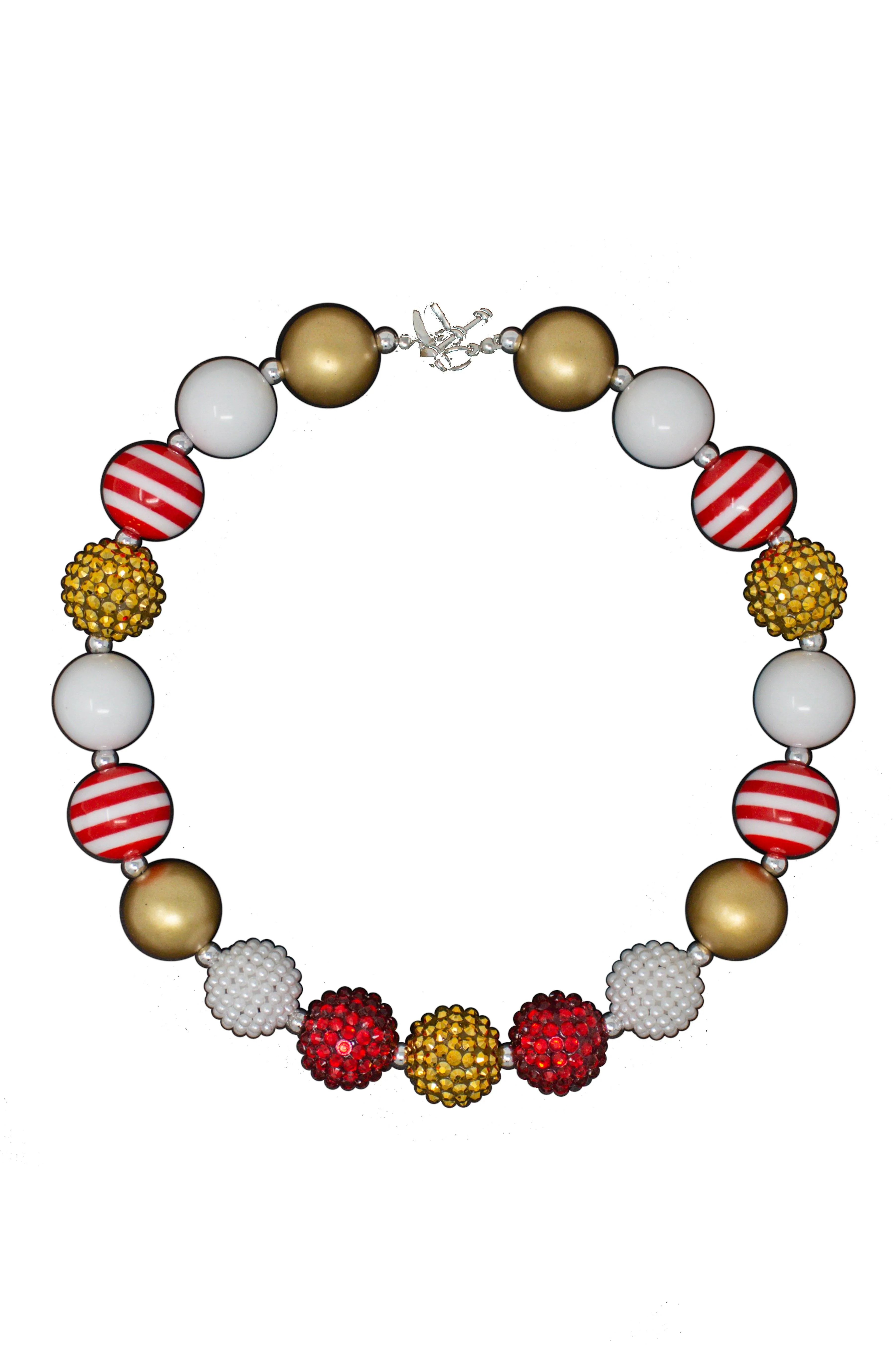 Red, White, & Gold Bubblegum Necklace