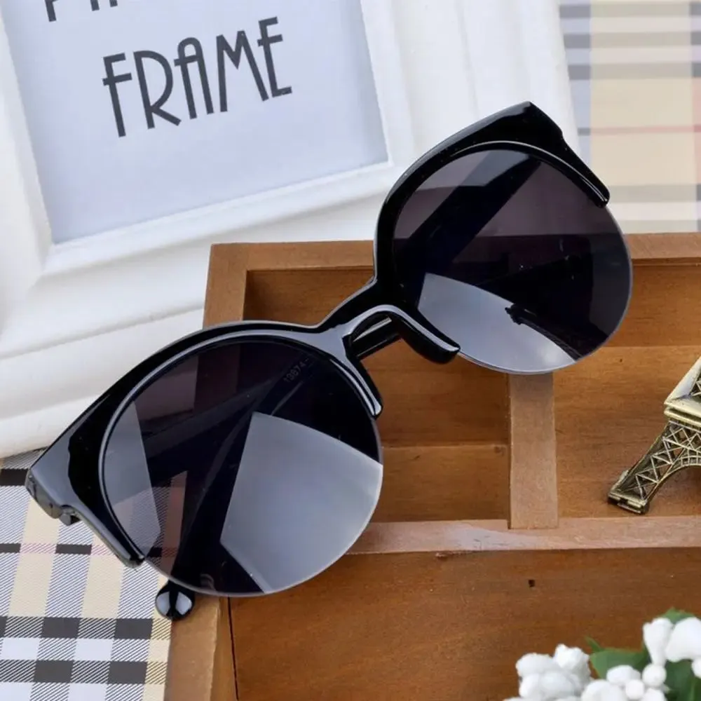 Retro Vintage Cat Eye Sunglasses Half Frame Sunglasses Women Sun Glasses Anti-UV Sunglasses Female Travel Party Glasses 2024 New