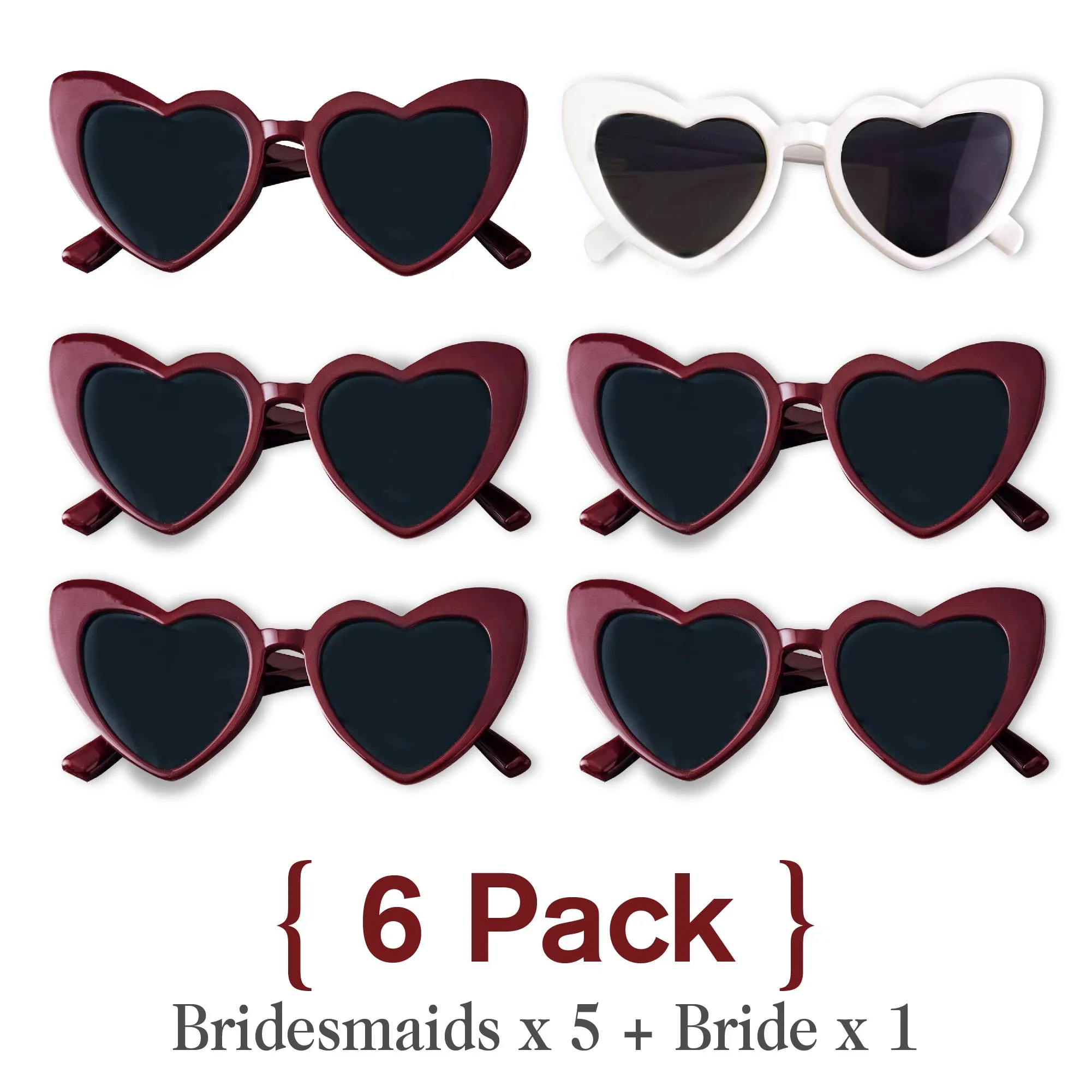 Set of 6 Heart Sunglasses