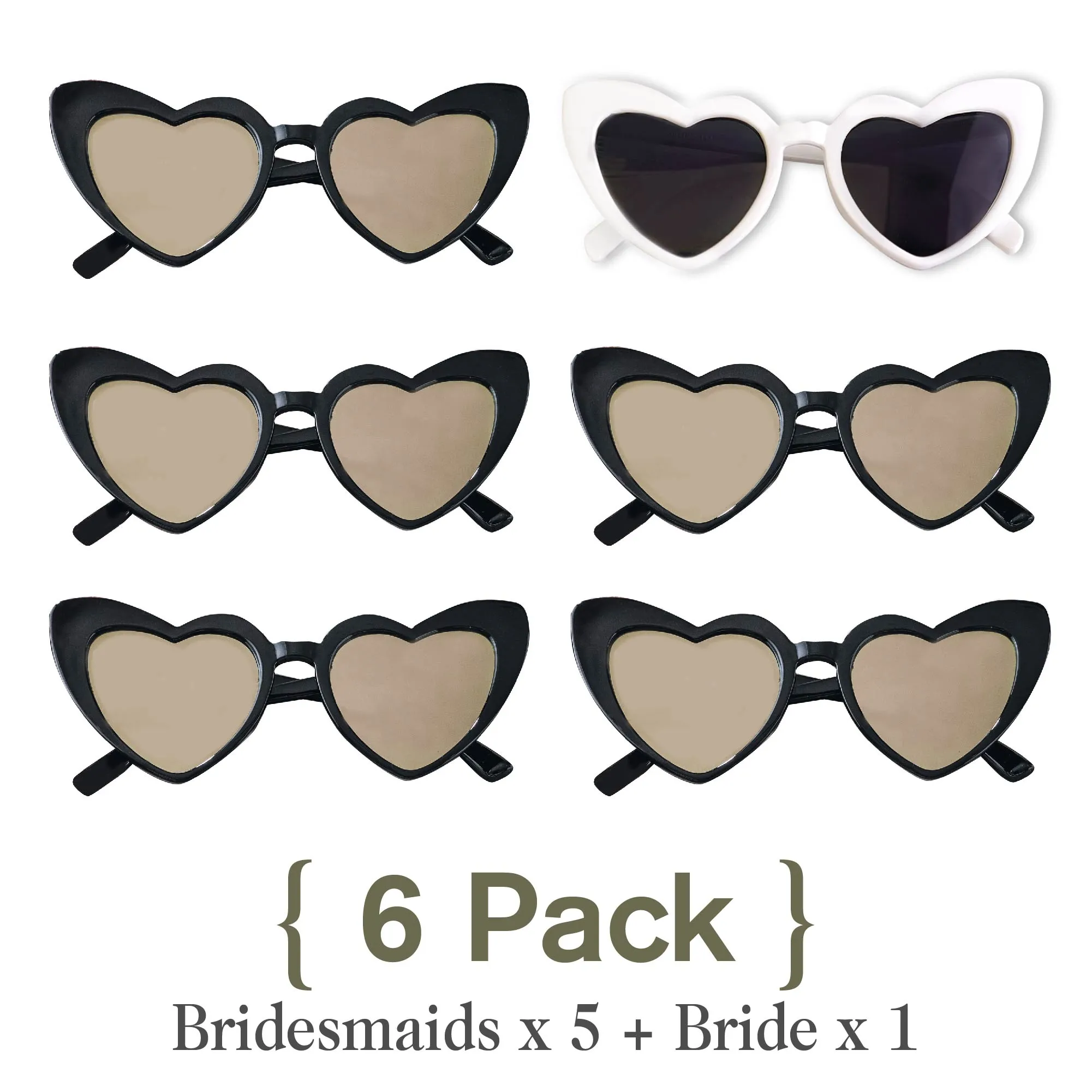 Set of 6 Heart Sunglasses