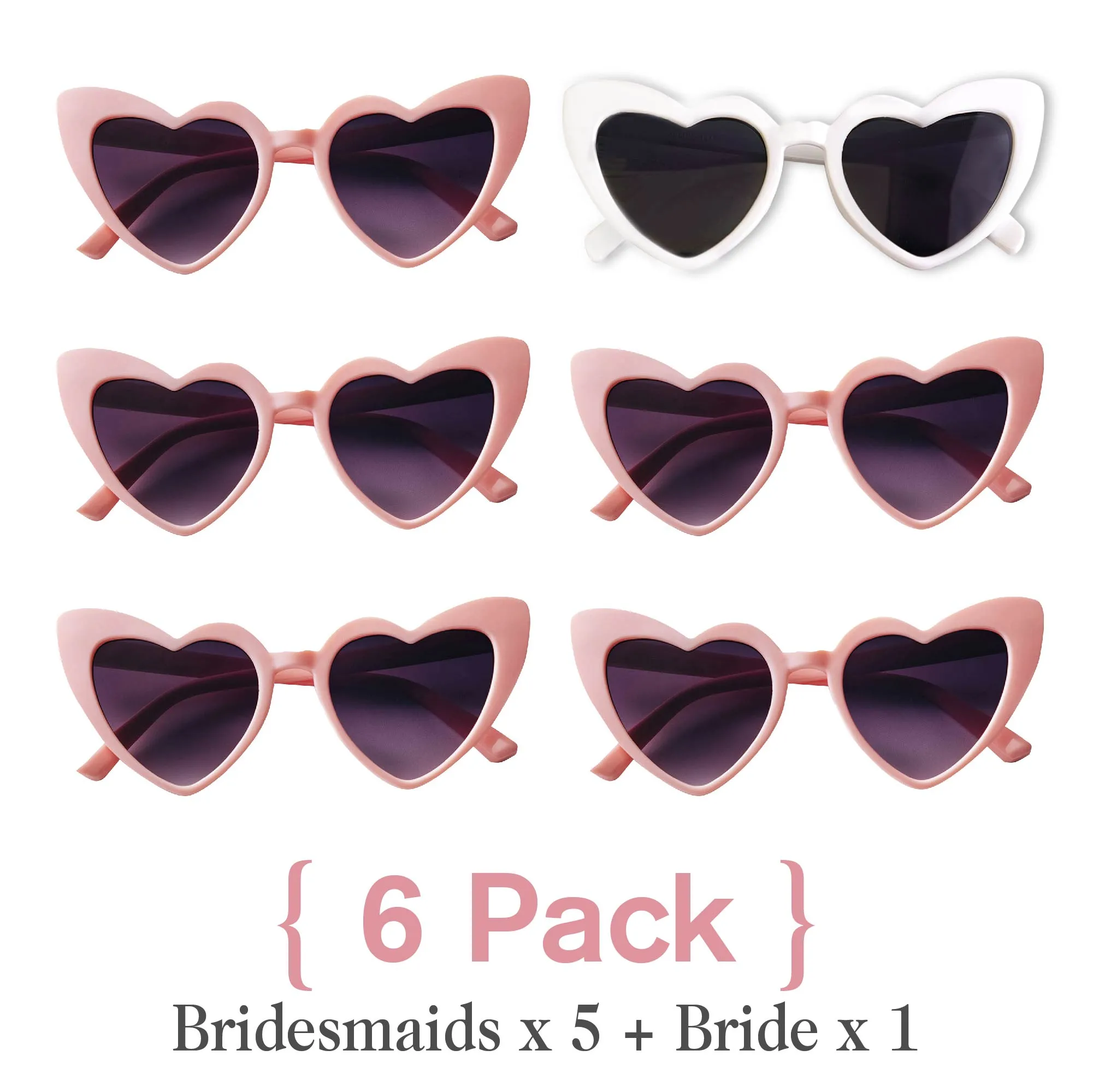 Set of 6 Heart Sunglasses