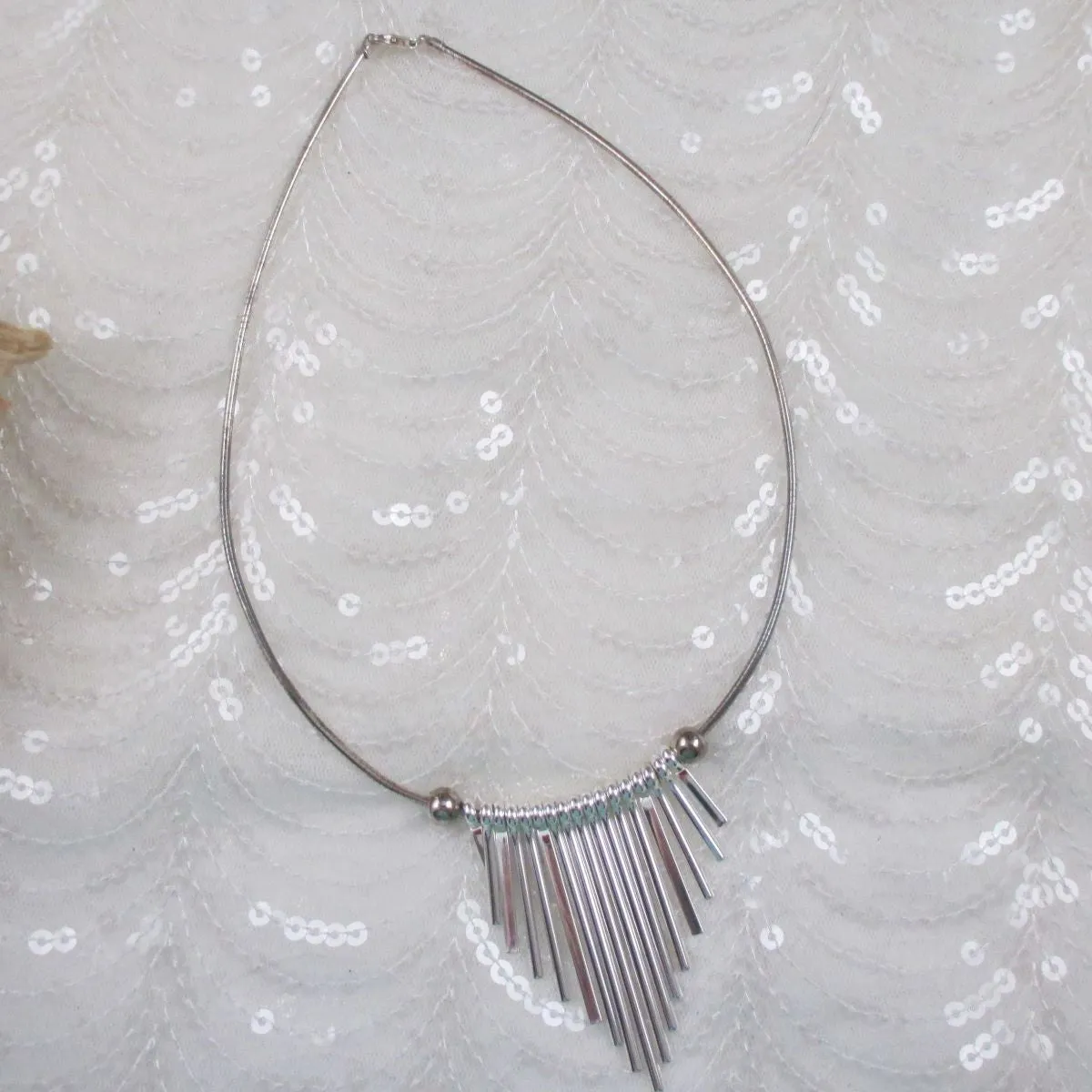 Silver Unique Fan Pendant Necklace Trendy Style