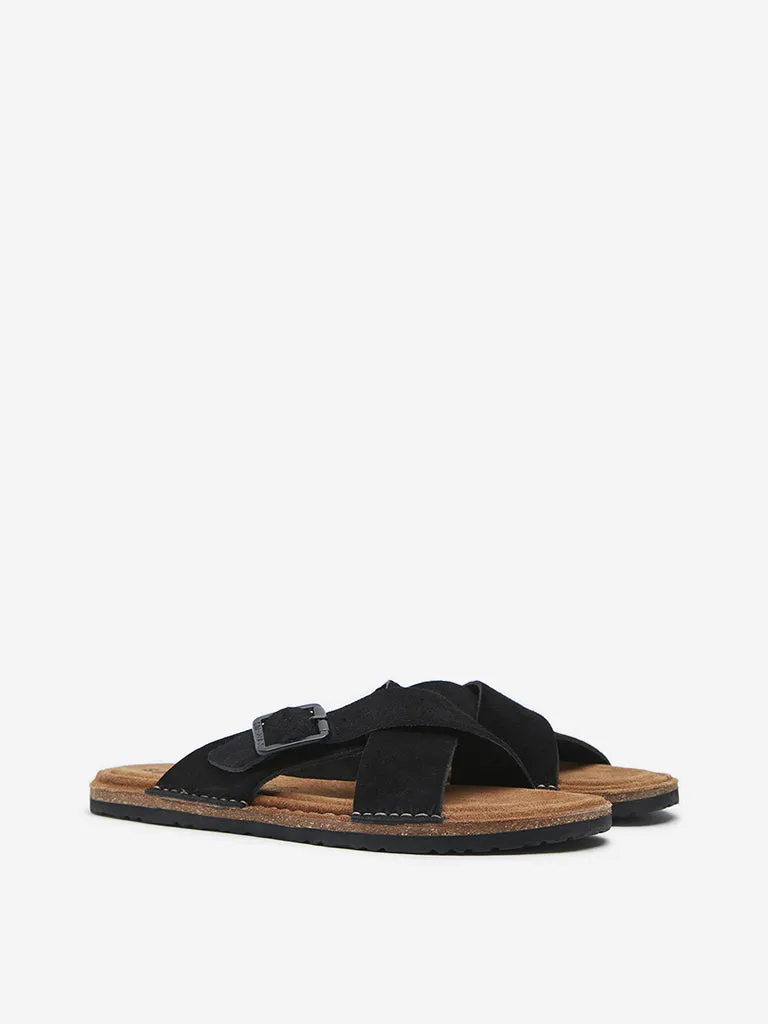 SOLEPLAY Black Criss-Cross Slip-On Sandals