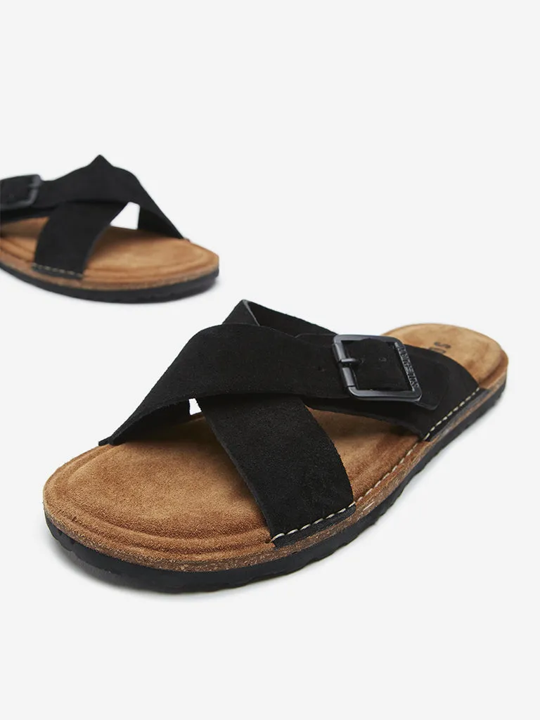 SOLEPLAY Black Criss-Cross Slip-On Sandals