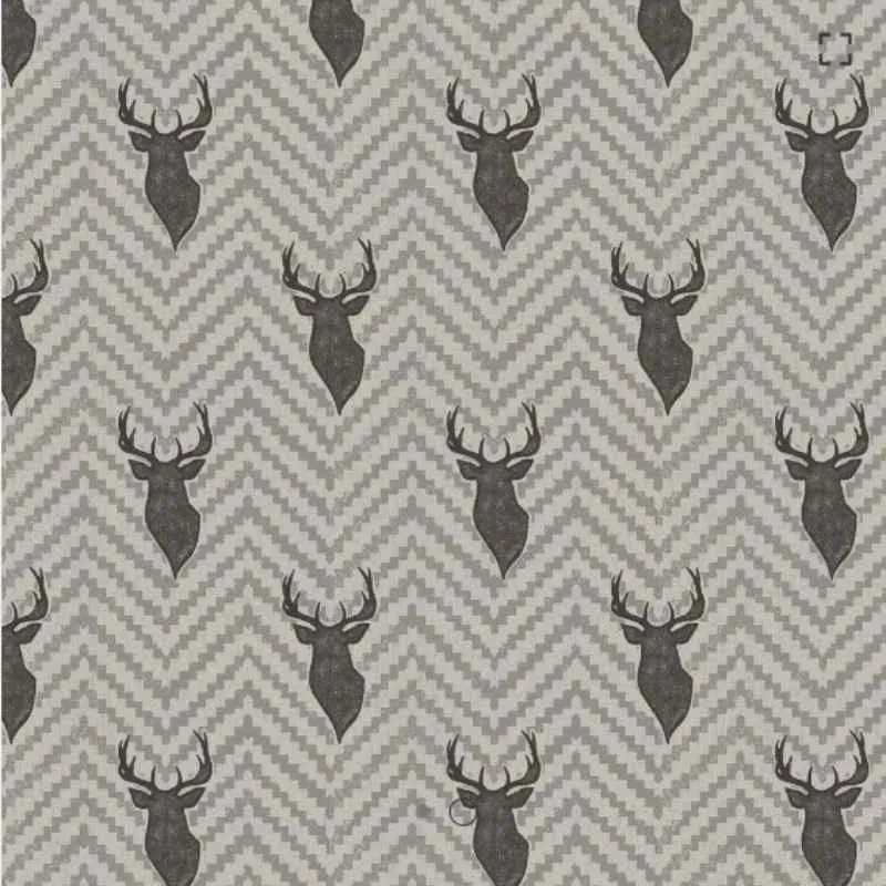 Stag Heads FLANNEL on Grey Rustic Texture