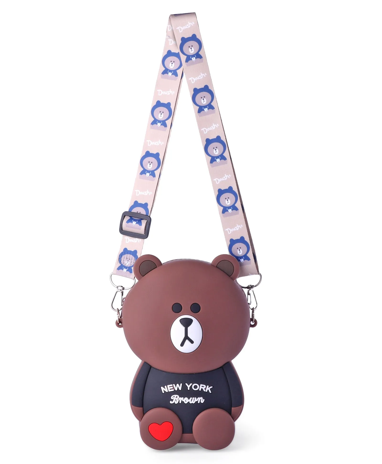 TEDDY BEAR SILICON SLING BAG - BROWN