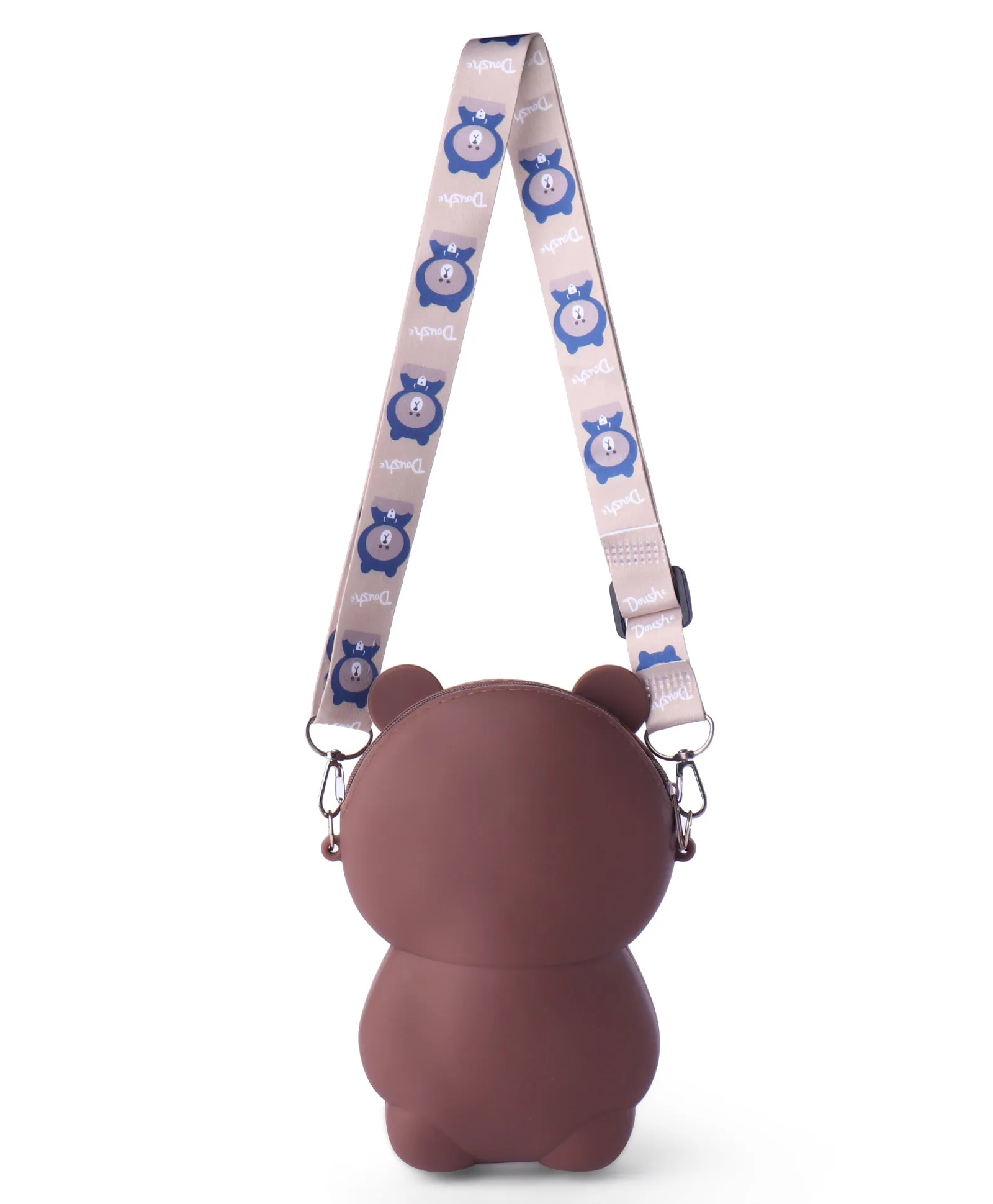 TEDDY BEAR SILICON SLING BAG - BROWN