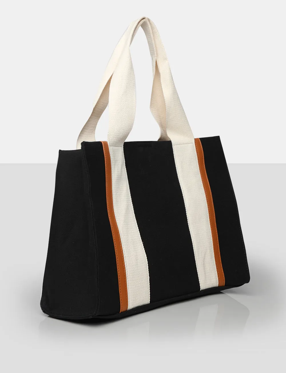 The Maia Black Canvas Beach Tote Bag