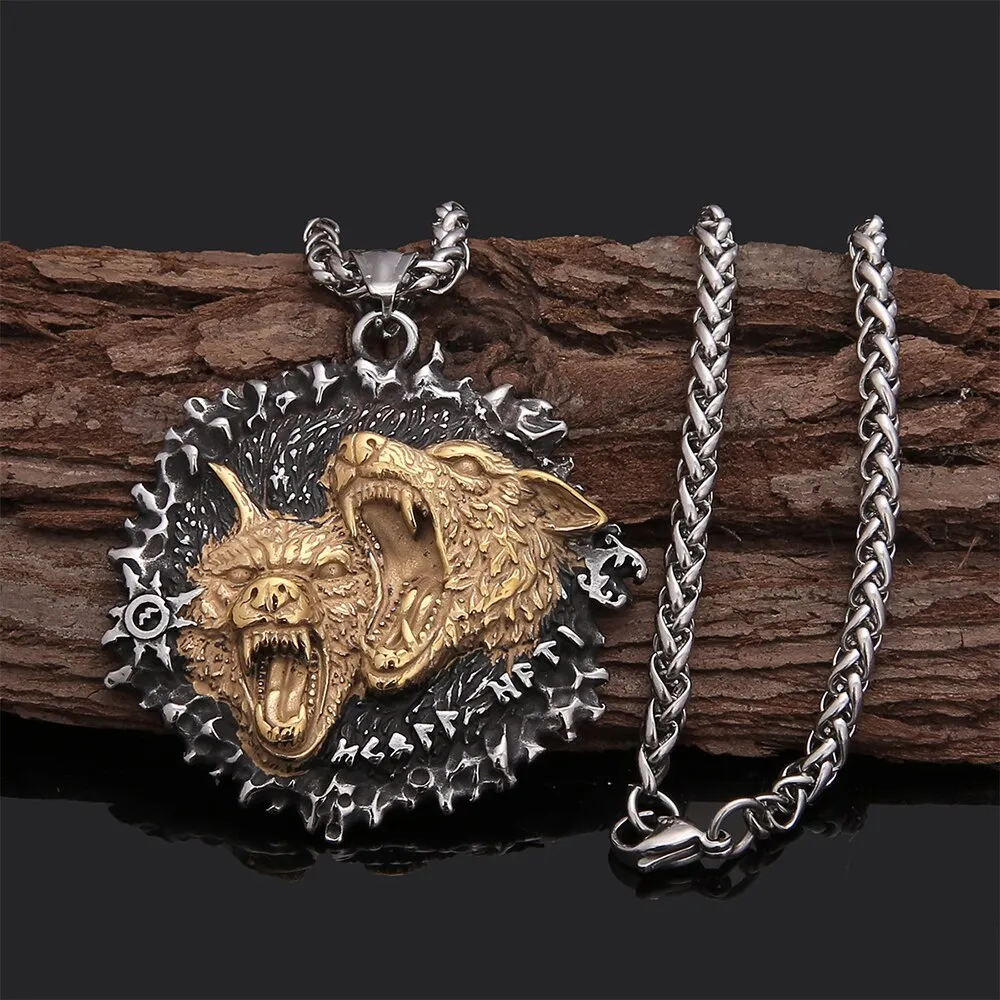 Unique Double Wolf Warrior Necklaces