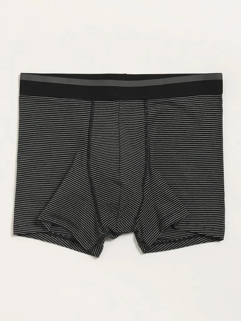 WES Lounge Solid Black Cotton Blend Assorted Trunks - Pack of 3