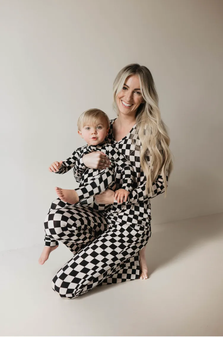 Women's Bamboo Pajamas | Black Checkered