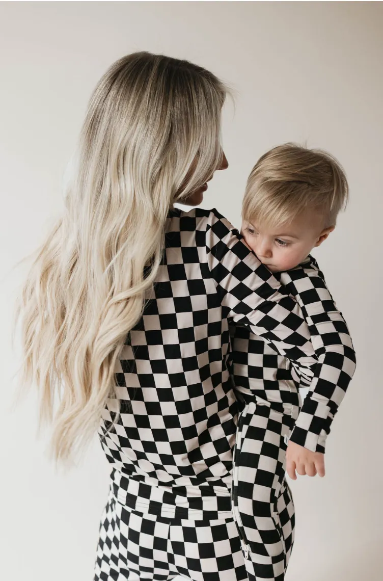 Women's Bamboo Pajamas | Black Checkered