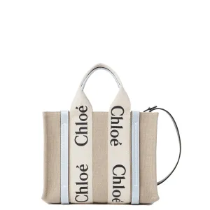 Woody Tote Small Strap Linen, Shady Blue