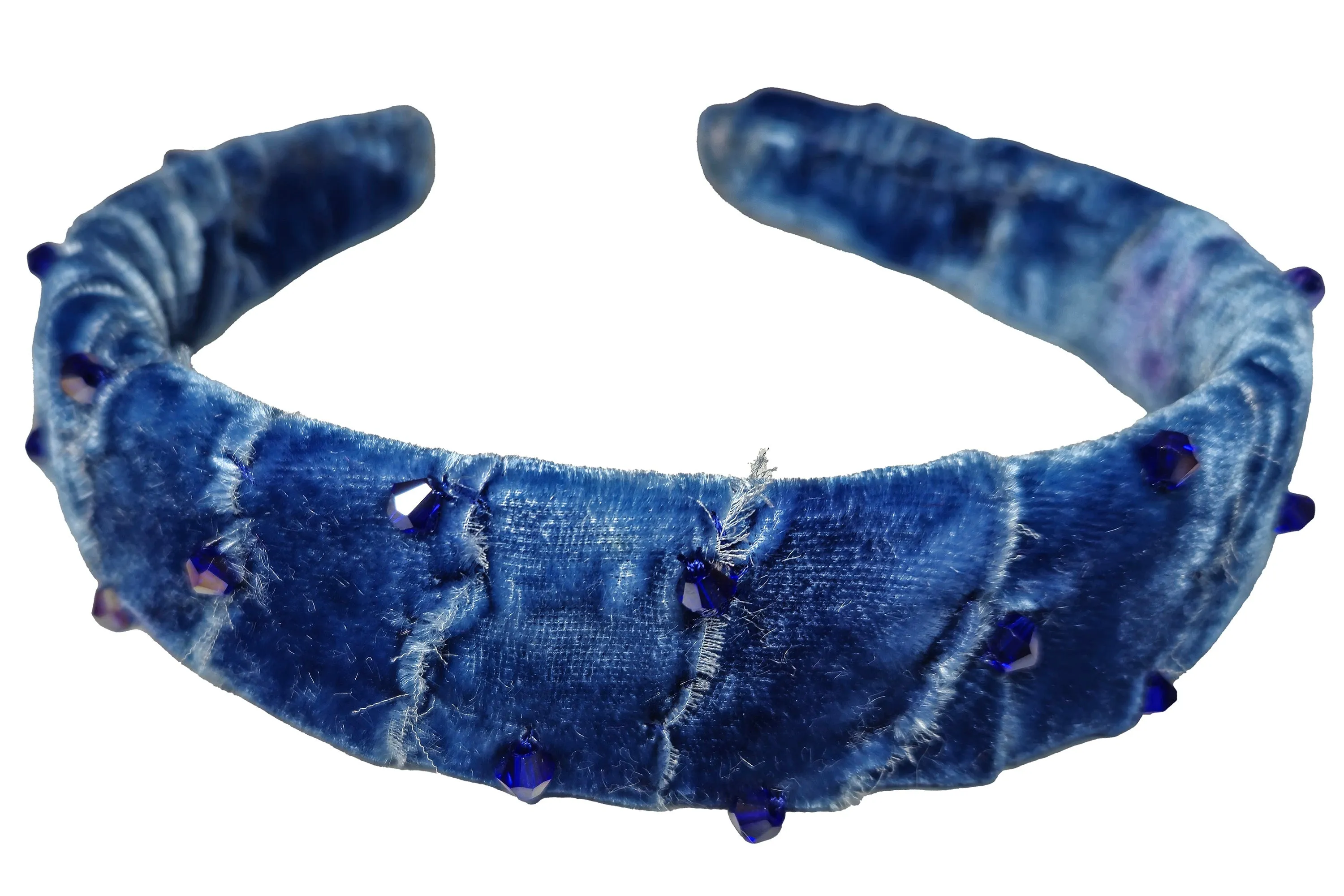 Wrapped Velvet Flat Headband - Blue