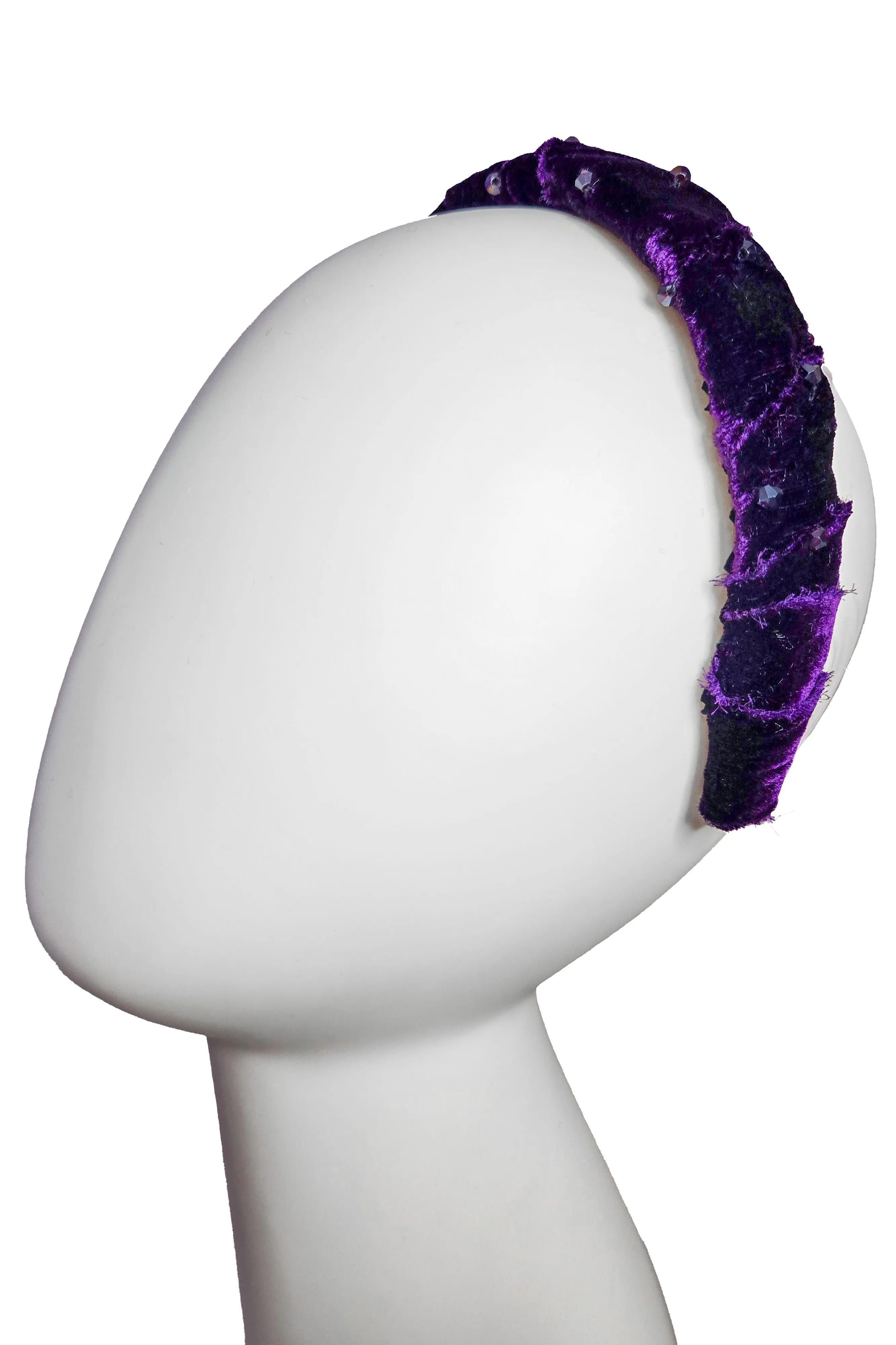 Wrapped Velvet Flat Headband - Deep Purple